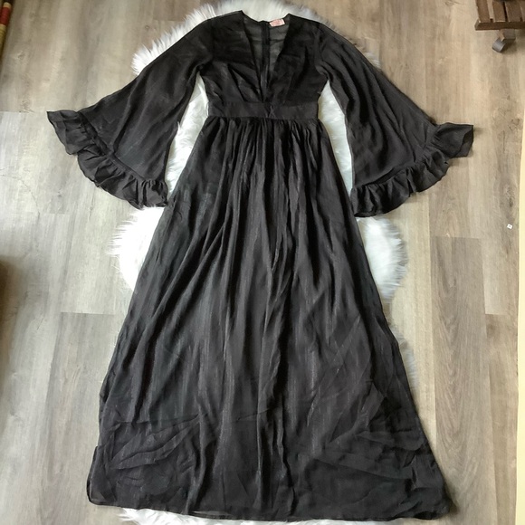 ShowPo Dangerous Woman plunge thigh split dress Black US 6 - Picture 2 of 14